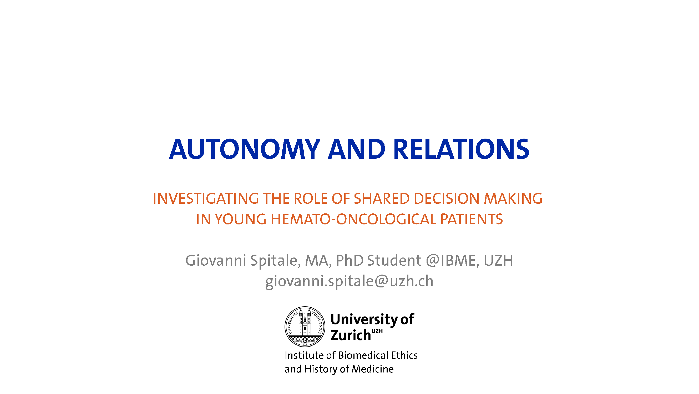 Autonomy and relations@IBME ReCo
