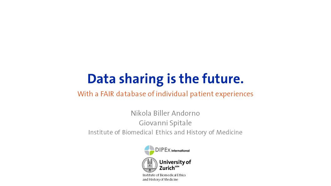 Data sharing is the future. With a FAIR database of individual patient experiences@DI