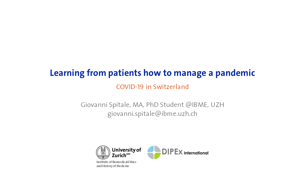 Learning from patients how to manage a pandemic. COVID-19 in Switzerland