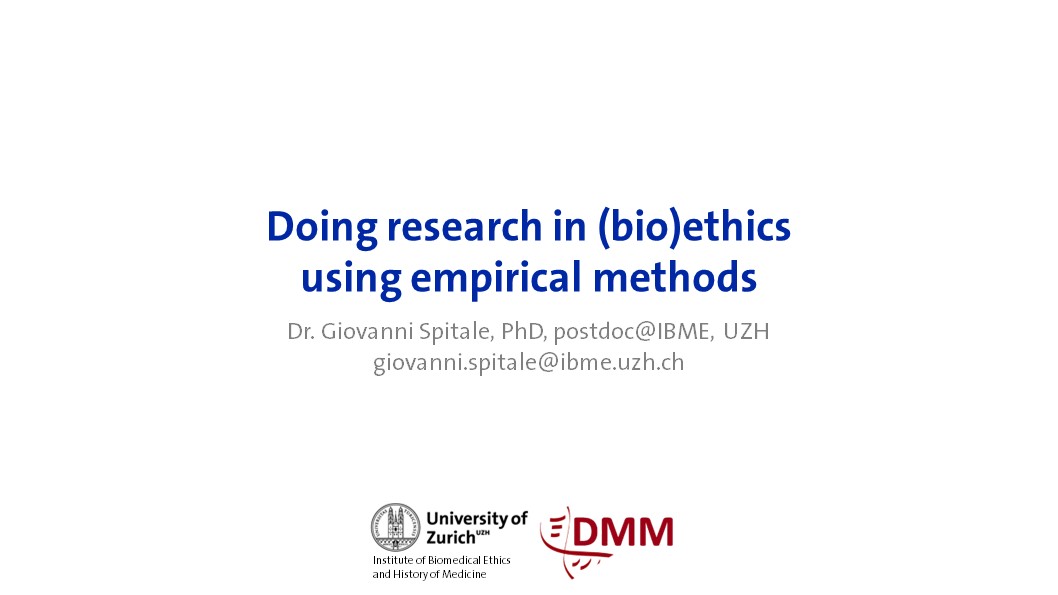 Doing research in bioethics using empirical methods@DMM Postgraduate Course in Bioethics 2024